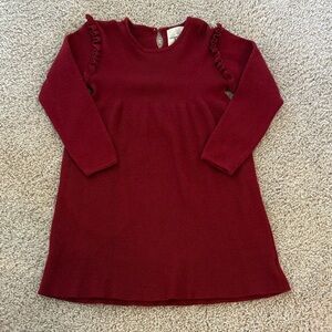 Red Long Sleeve Dress with Ruffle Details